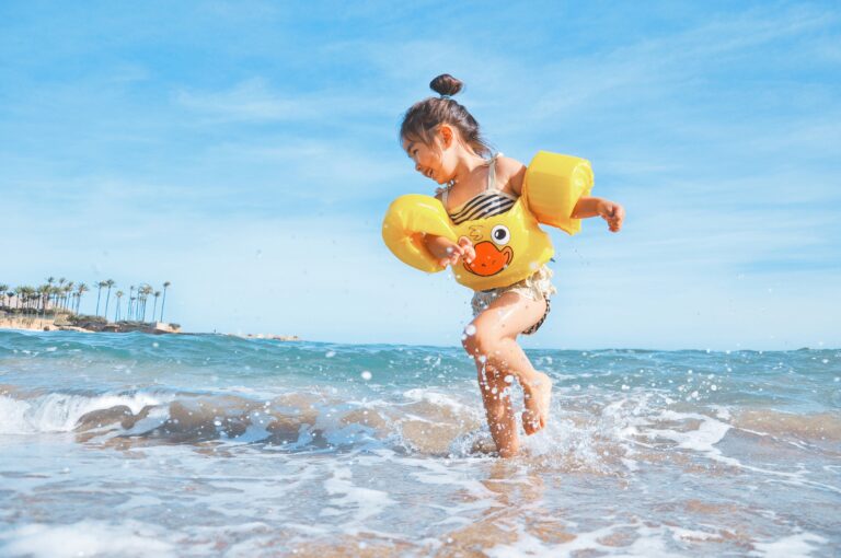 Playing on the seaside